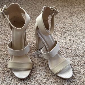 Chinese Laundry Beige Chunky Strappy Heels